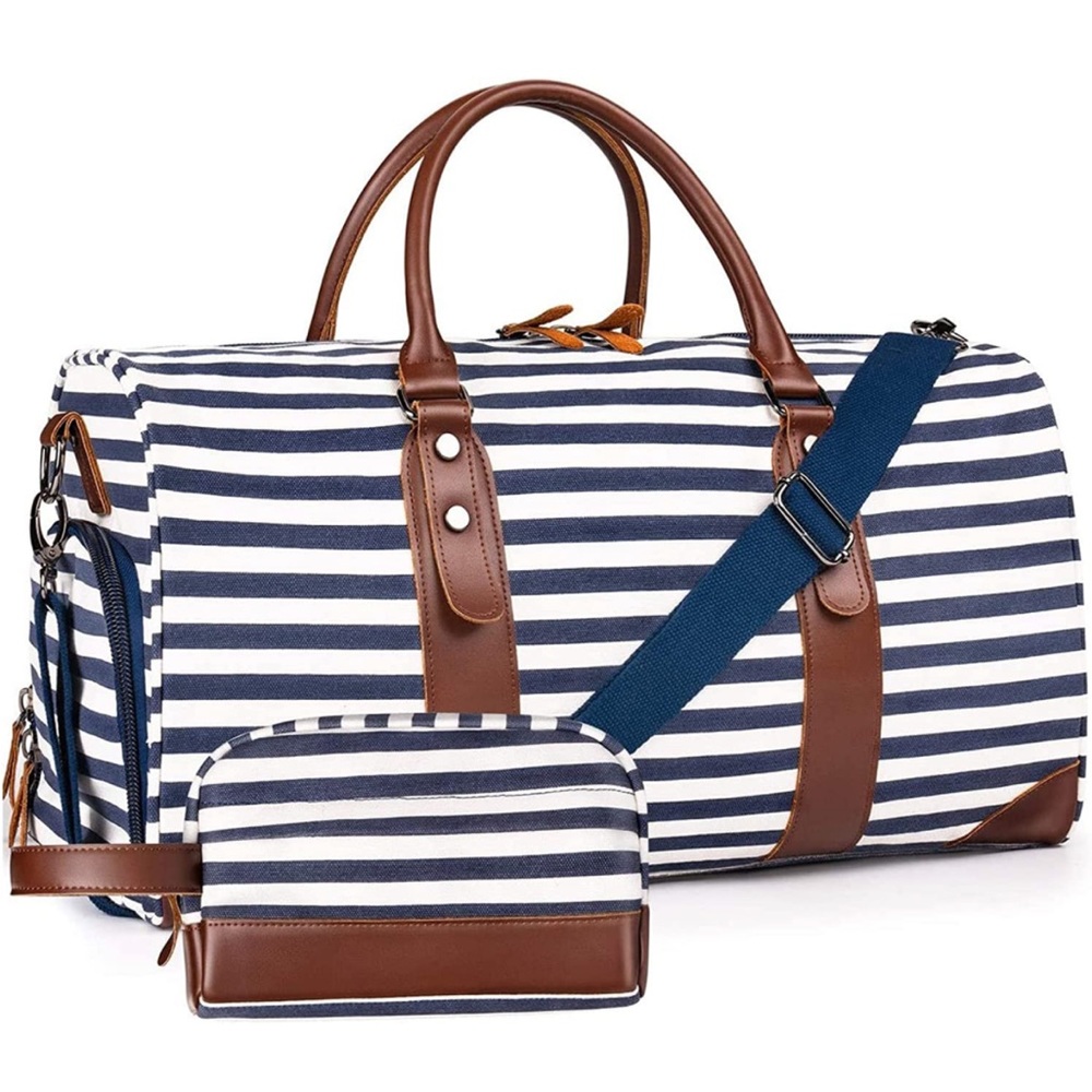 Blue Stripe Weekender Tote Bag